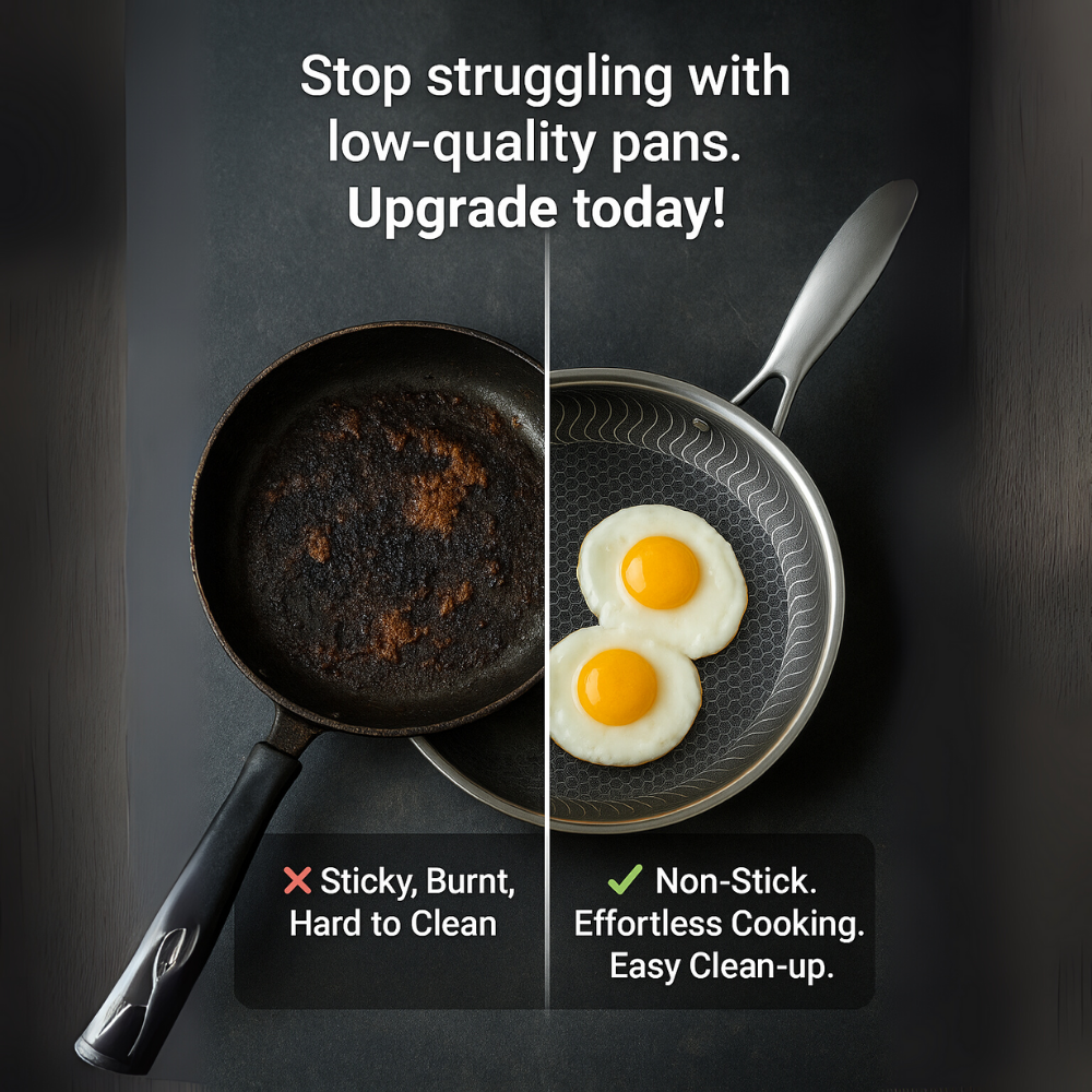 Non-Stick Stainless Steel Frying Pan with Lid