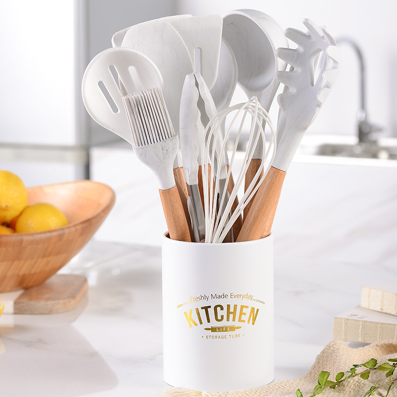 Marbled Silicone Kitchenware Set, 11 Pieces