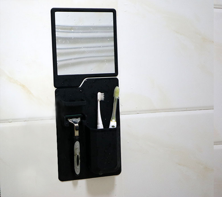 2-in-1 Silicone Toothbrush Holder & Mirror
