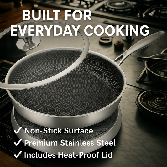 Non-Stick Stainless Steel Frying Pan with Lid