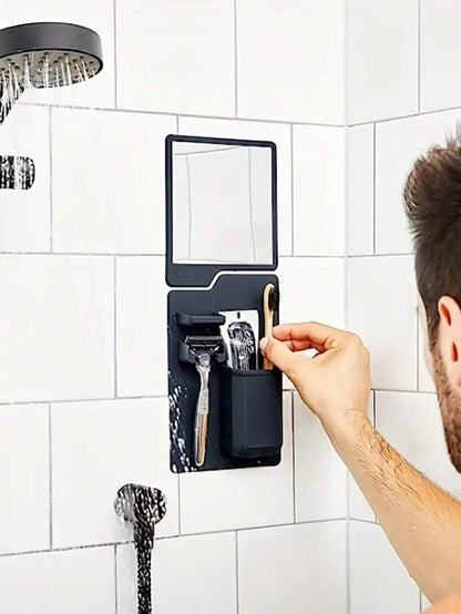 2-in-1 Silicone Toothbrush Holder & Mirror
