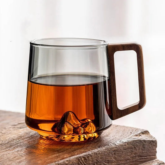Glass Cup with Wooden Handle