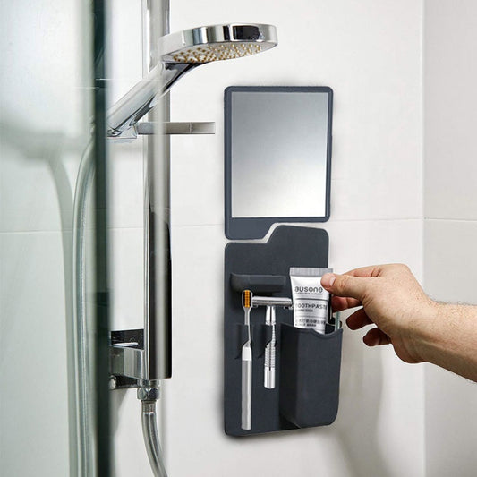 2-in-1 Silicone Toothbrush Holder & Mirror