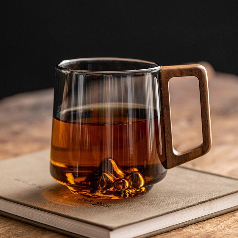 Glass Cup with Wooden Handle