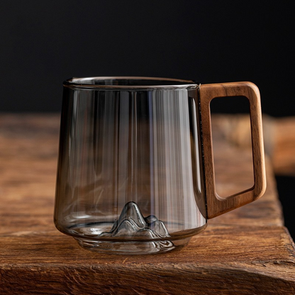 Glass Cup with Wooden Handle
