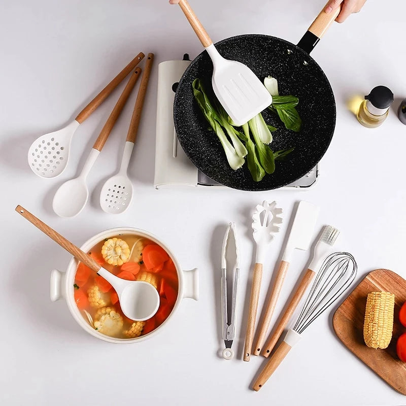 Marbled Silicone Kitchenware Set, 11 Pieces