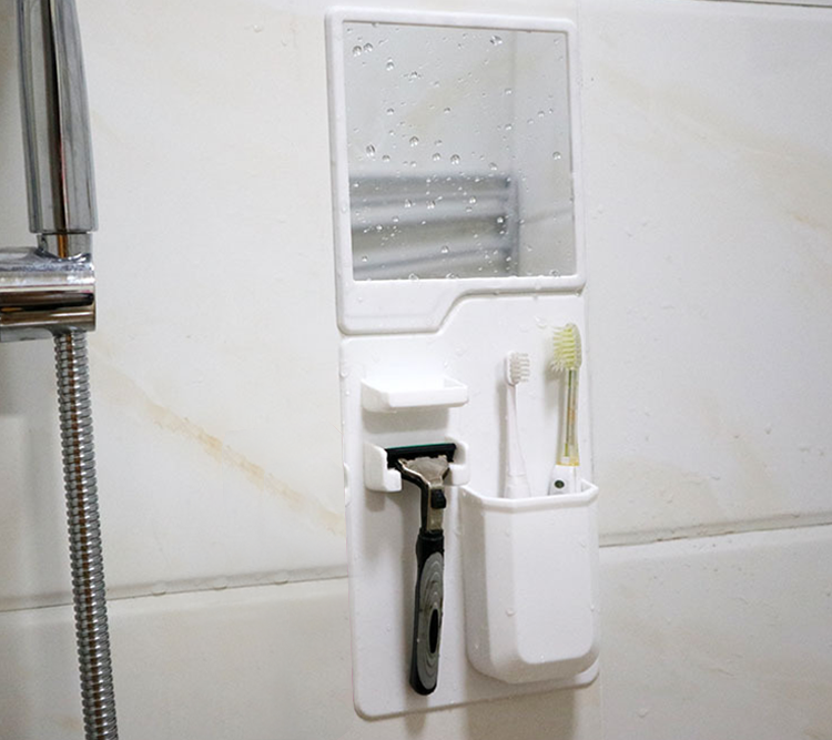 2-in-1 Silicone Toothbrush Holder & Mirror