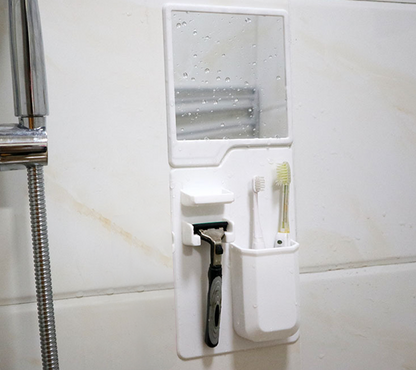 2-in-1 Silicone Toothbrush Holder & Mirror